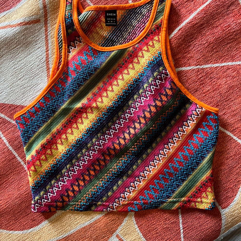 Rainbow cropped tank top